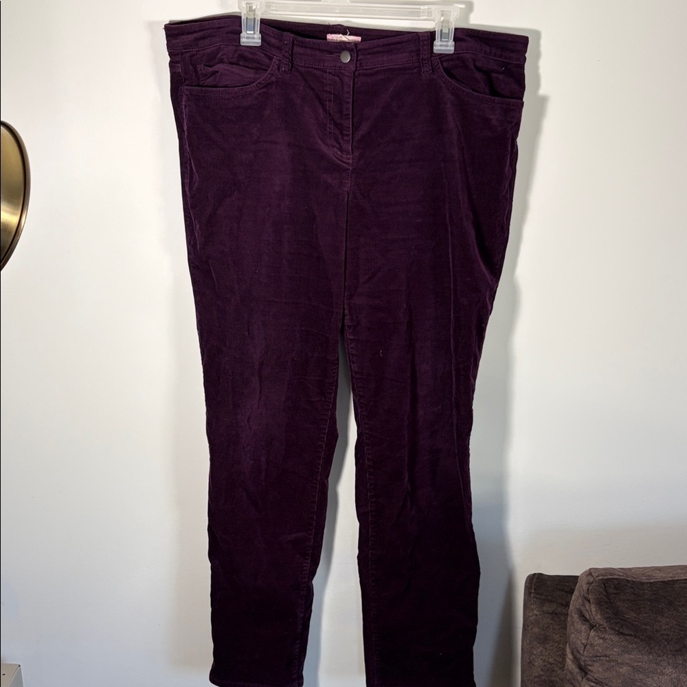 Eileen Fisher Straight Leg Purple Corduroy Pants - 16
